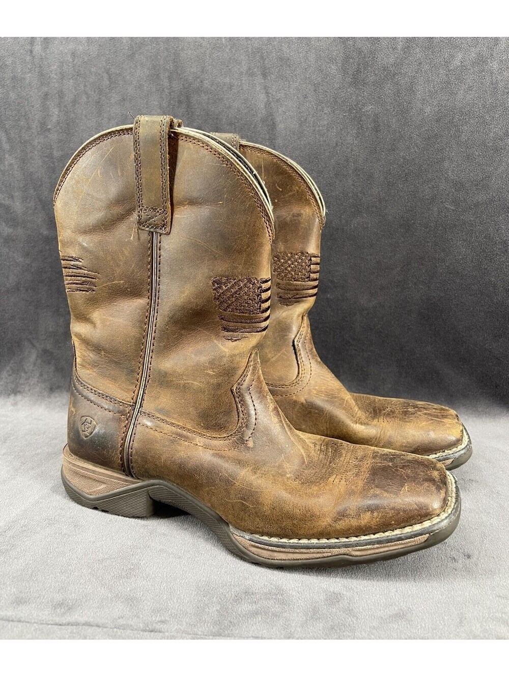Ariat Youth WorkHog Pull On Western Work Boots Brown Leather US 3 EUR 34